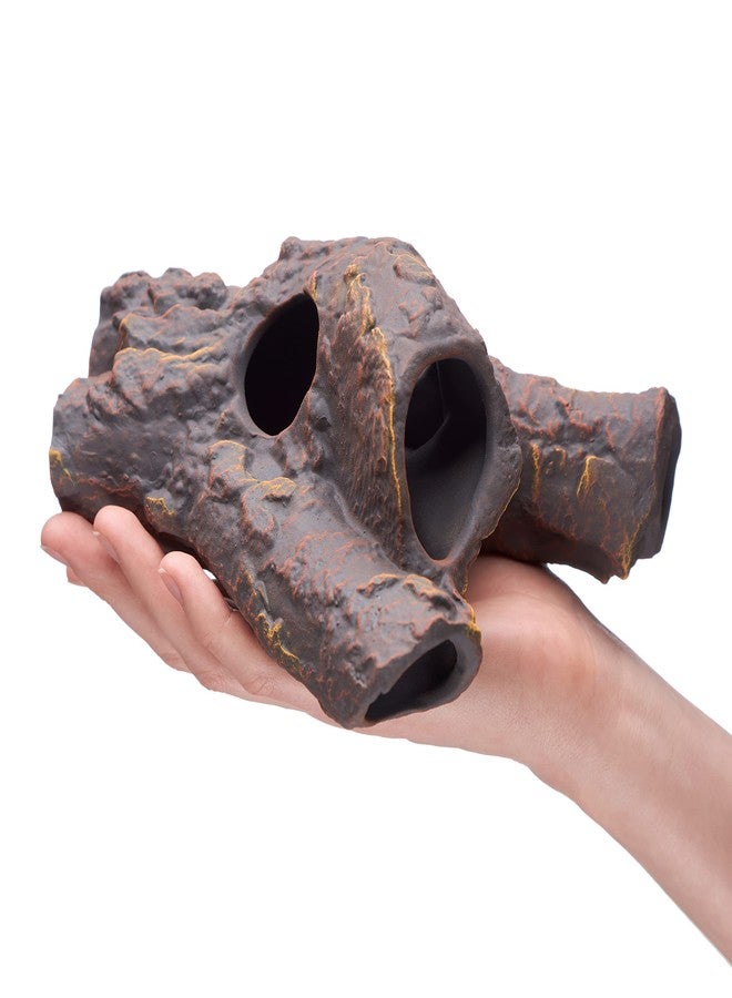 Plecoceramics ديكورات سيراميكية لأحواض السمك من Plecoceramics، كهف بيتا، ديكور حجري - ديكور مخبأ لحوض أسماك الزينة، مناسب لتربية أسماك السيكلد، ألعاب بليكو بيتا، مخبأ (Snag) - Image 3