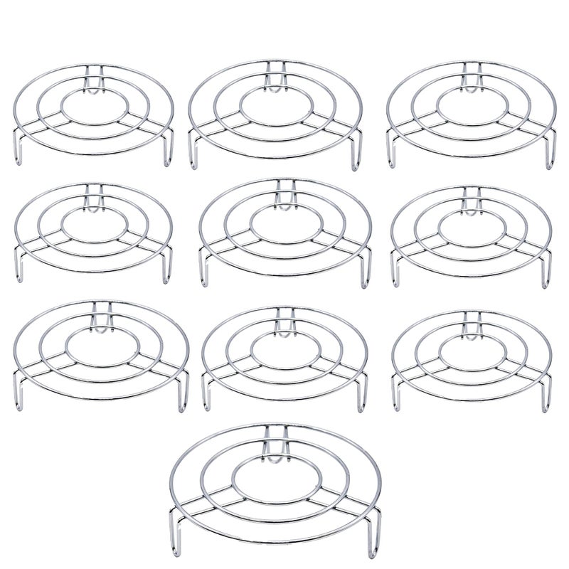 IDEAL PRIME IDEAL PRIME Heavy Duty Stainless Steel Round Trivets 10 Pieces Rust Proof Steel Hotpot Stand Table Ring Cooker Steamer Kitchen Tool Pack of 10  - Image 1