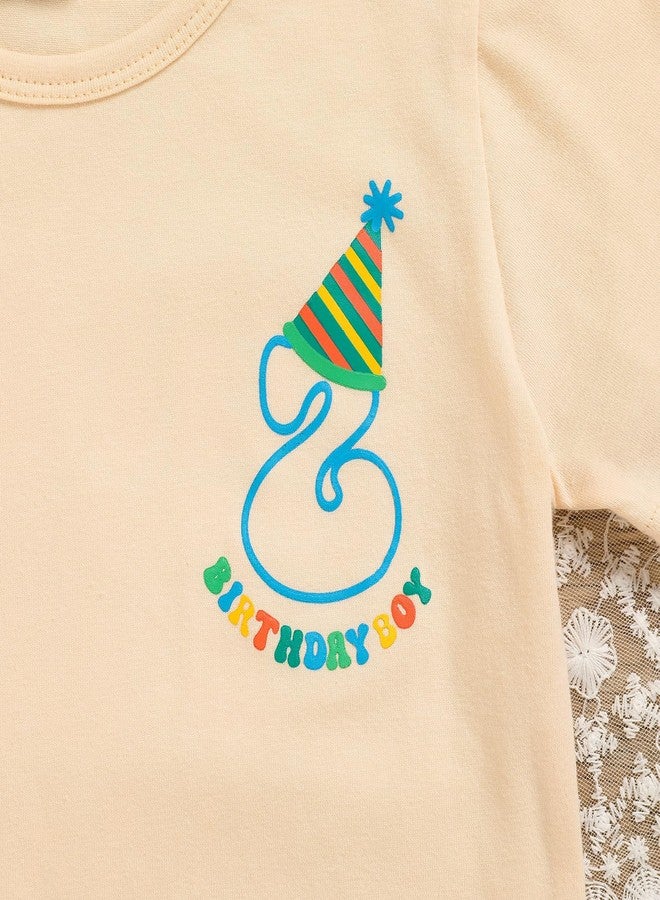 TITKKOP 2nd Birthday Shirt Toddler Boy Two Year Old Birthday Outfit Short Sleeve Cotton T Shirt Clothes, Cream, 2 Years - Image 4