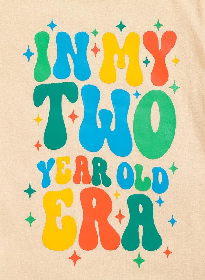 TITKKOP 2nd Birthday Shirt Toddler Boy Two Year Old Birthday Outfit Short Sleeve Cotton T Shirt Clothes, Cream, 2 Years - Image 5
