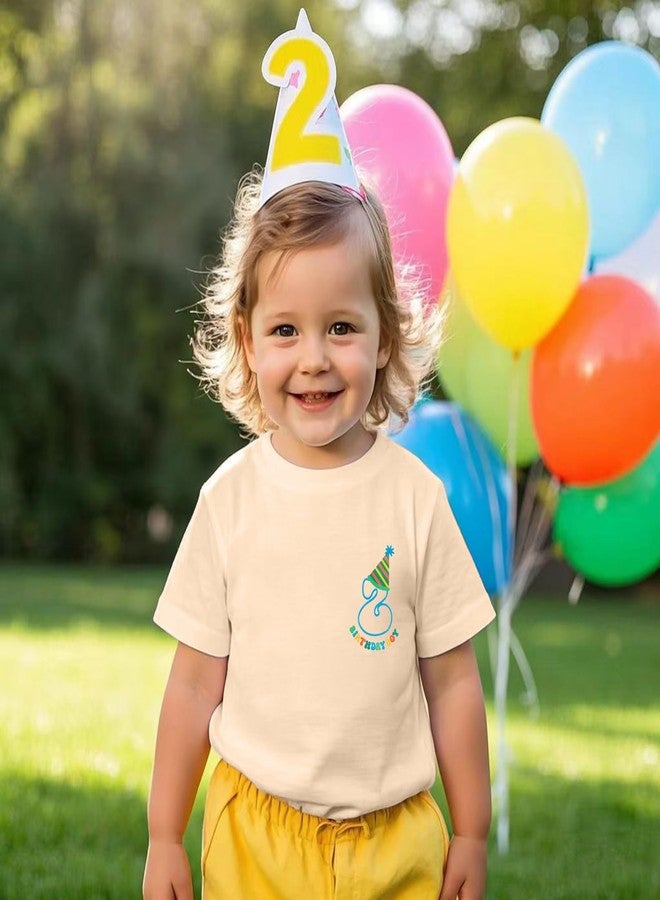 TITKKOP 2nd Birthday Shirt Toddler Boy Two Year Old Birthday Outfit Short Sleeve Cotton T Shirt Clothes, Cream, 2 Years - Image 2