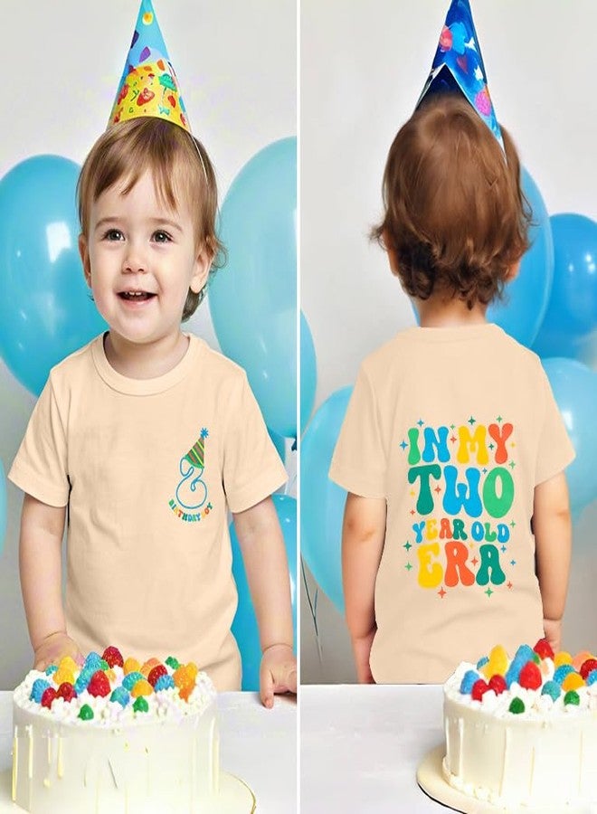 TITKKOP 2nd Birthday Shirt Toddler Boy Two Year Old Birthday Outfit Short Sleeve Cotton T Shirt Clothes, Cream, 2 Years - Image 3