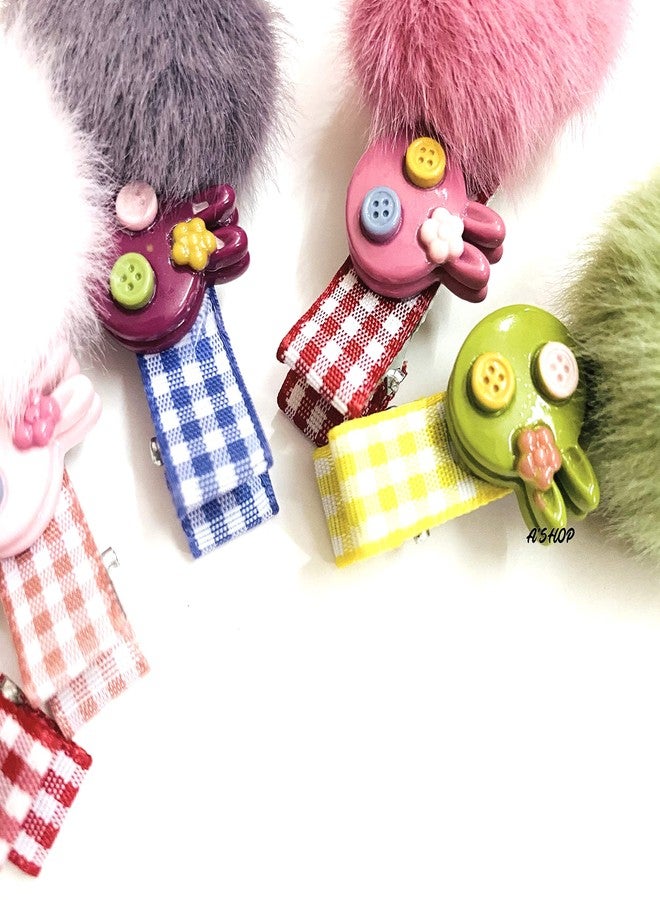 A'SHOP Colorful Pompom Side Hair Pins or Clip for Girls, Girl child, Baby (Set of 5 Pins) - Image 5