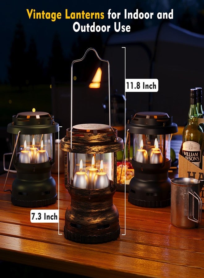 NOMFIX 3-Wick Emergency Candle Lantern for Power Outages [18H+ Burning Time] Vintage Decorative Candle Lantern for Real Candles, Outdoor Portable Camping Survival Lighting [7.1"*5.7" - Vintage Brass] - Image 5