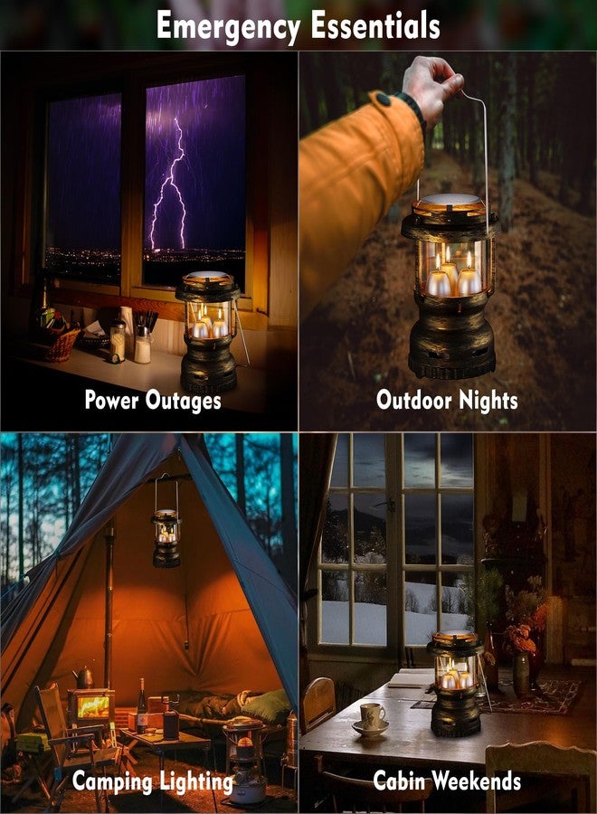 NOMFIX 3-Wick Emergency Candle Lantern for Power Outages [18H+ Burning Time] Vintage Decorative Candle Lantern for Real Candles, Outdoor Portable Camping Survival Lighting [7.1"*5.7" - Vintage Brass] - Image 4