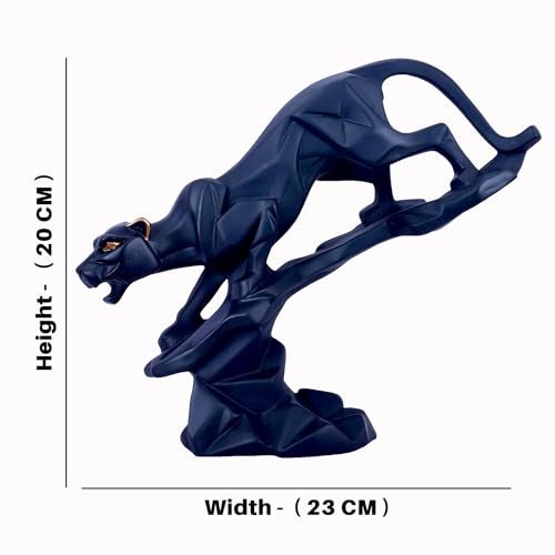 DEQUERA Abstract Black Panther Figurine Home Living Room Desk Decor Geometric Resin Wildlife Leopard Statue Black - Image 4