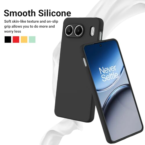 DIZORO Microfiber Candy Compatible for Oneplus Nord 4 5G Smooth Touch Cushion Liquid Soft Silicone Gel Rubber Phone Cases Non-Slip Full Body Protective Shockproof Back Cover - Black - Image 3