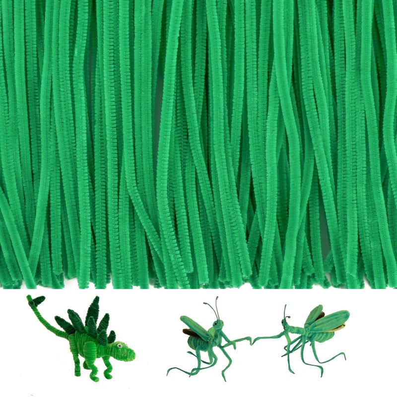 Caydo 200 Pieces Green Pipe Cleaners Craft Chenille Stems for Kids DIY Art Craft Projects Christmas Decorations6 mm x 12 inch