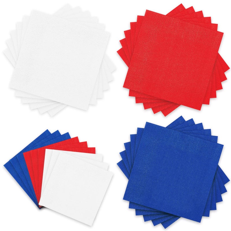 Whaline مناديل وطنية من واهلين 6.5 × 6.5 بوصة حمراء زرقاء بيضاء مناديل ورقية ملونة ليوم 4 يوليو مناديل قابلة للتصرف مناديل عشاء وطنية لاحتفالات يوم الاستقلال لوازم الحفلات زينة الطاولة 60 عبوة - Image 1