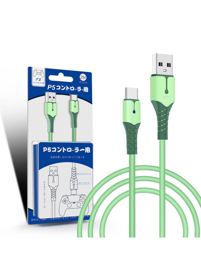 PS5 Two-in-one Charging Cable Xbox Series X Handle Charging Cable For NS Host Mobile Phone Data Cable-Product Color:Green Belt Packing  - Image 1