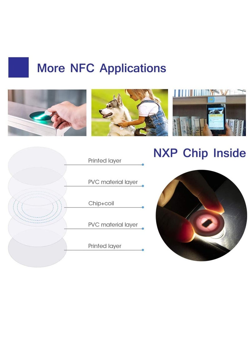 Excefore - NFC 215 Cards, Excefore 30 Pcs NFC215 Tag Blank White PVC NFC Coin Cards NFC Cards Compatible with TagMo Amiibo and NFC Enabled Mobile Phones and Devices Round (25 mm/ 1 Inch) - Image 1
