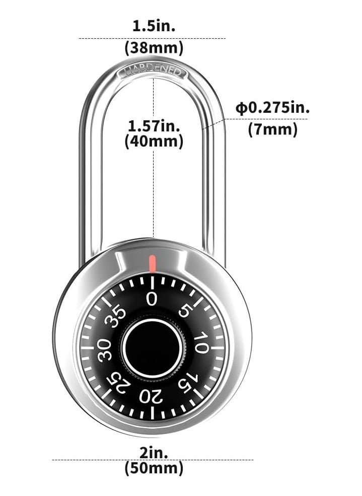 Generic Coded Lock, Rotary Padlock Combination Padlocks Rotary Padlock Digit Combination Locker Lock Safe Round Dial Number Luggage Suitcase Security  - Image 2