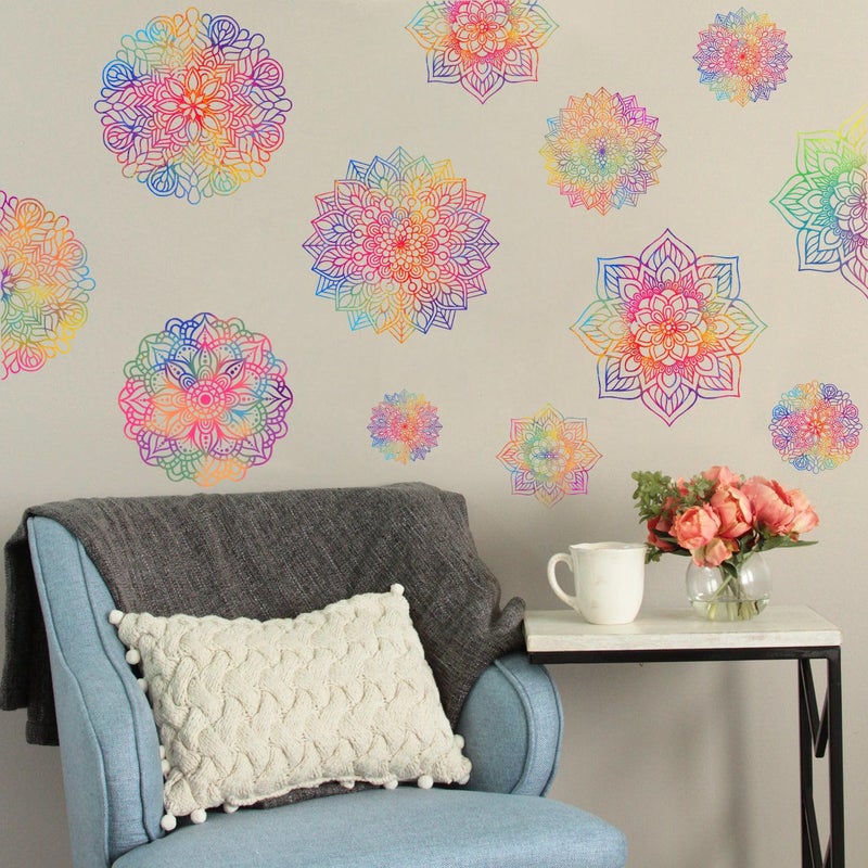 YIMEHDAN YIMEHDAN Watercolor Mandala Wall Decal  Lotus Flower Vinyl Wall Stickers  Removable Heart Chakra Artwork for Yoga Meditation Living Room Bedroom Window Decor  - Image 5