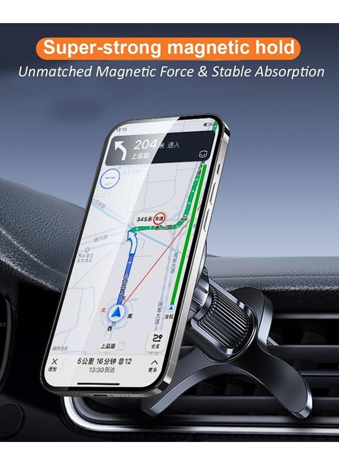 Magnetic Car Phone Holder compatible with MagSafe, Air Vent Clip Holder, 360° Rotation, Strong Magnet, Metal Construction, with Magnetic Flux Ring - Image 4