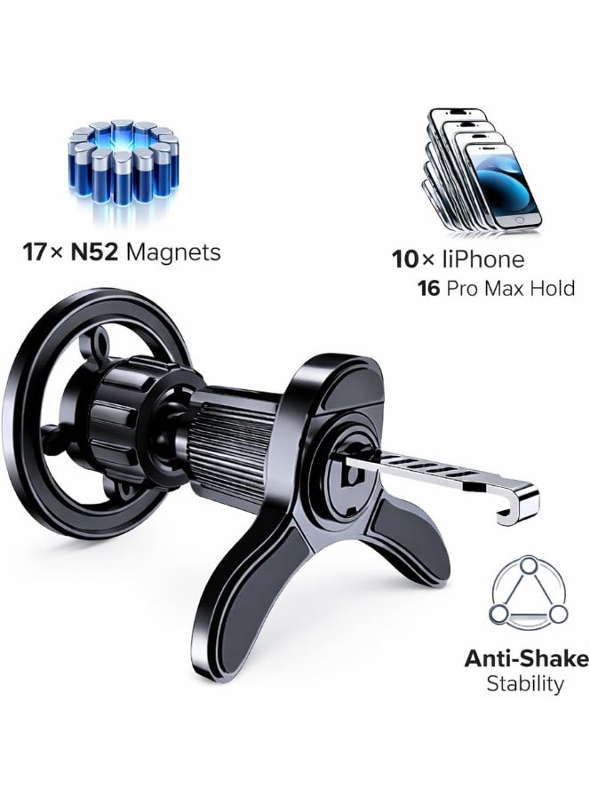 Magnetic Car Phone Holder compatible with MagSafe, Air Vent Clip Holder, 360° Rotation, Strong Magnet, Metal Construction, with Magnetic Flux Ring - Image 5