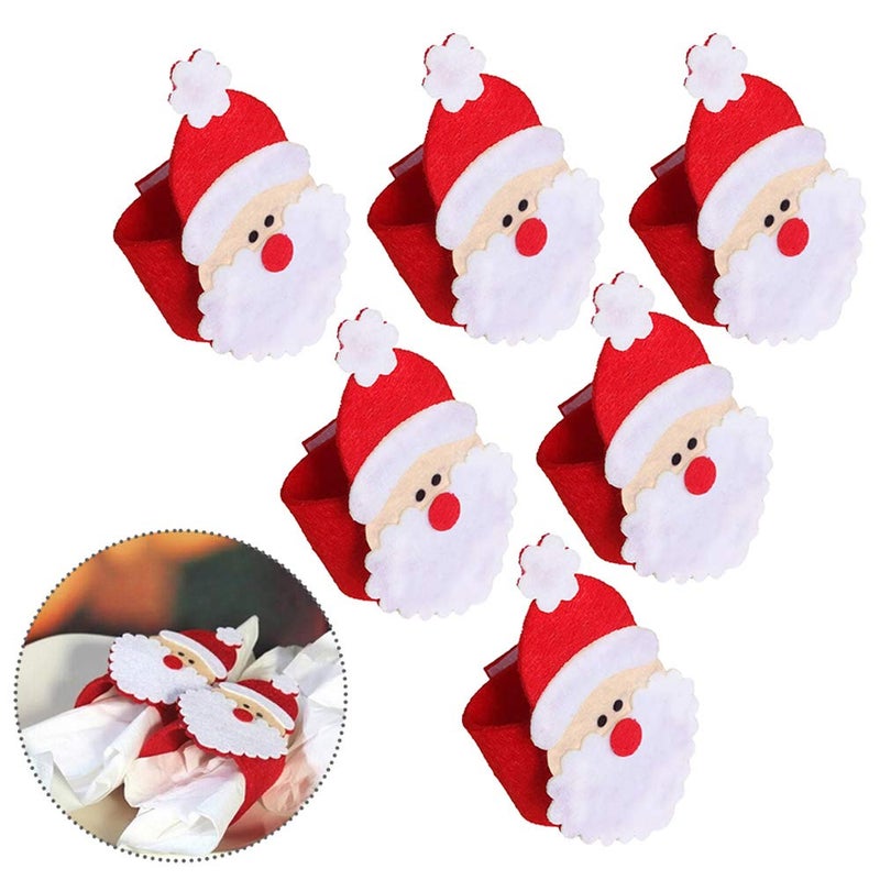 QTKJ Set of 12pcs Cute Santa Napkin Ring Napkin Buckle for ChristmasWedding Holidays Parties Dinners DecorRed