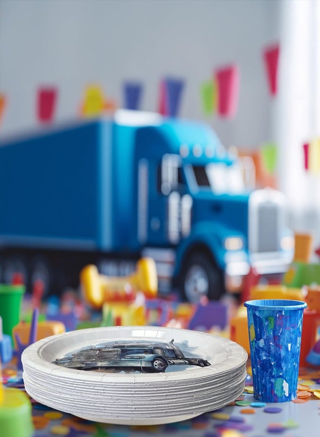 HaPiBiDesign Semi Truck Birthday Party Favors & Tableware Set - Semi Truck Theme Plates, Napkins, Forks - Image 5
