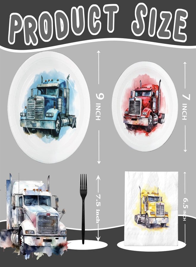 HaPiBiDesign Semi Truck Birthday Party Favors & Tableware Set - Semi Truck Theme Plates, Napkins, Forks - Image 3