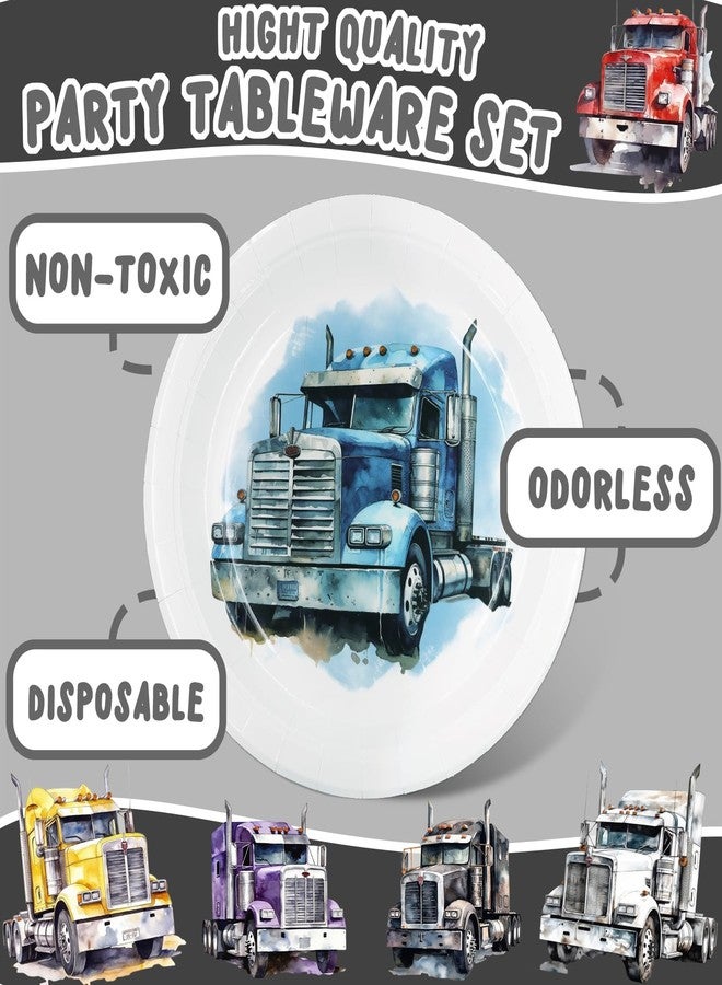 HaPiBiDesign Semi Truck Birthday Party Favors & Tableware Set - Semi Truck Theme Plates, Napkins, Forks - Image 2