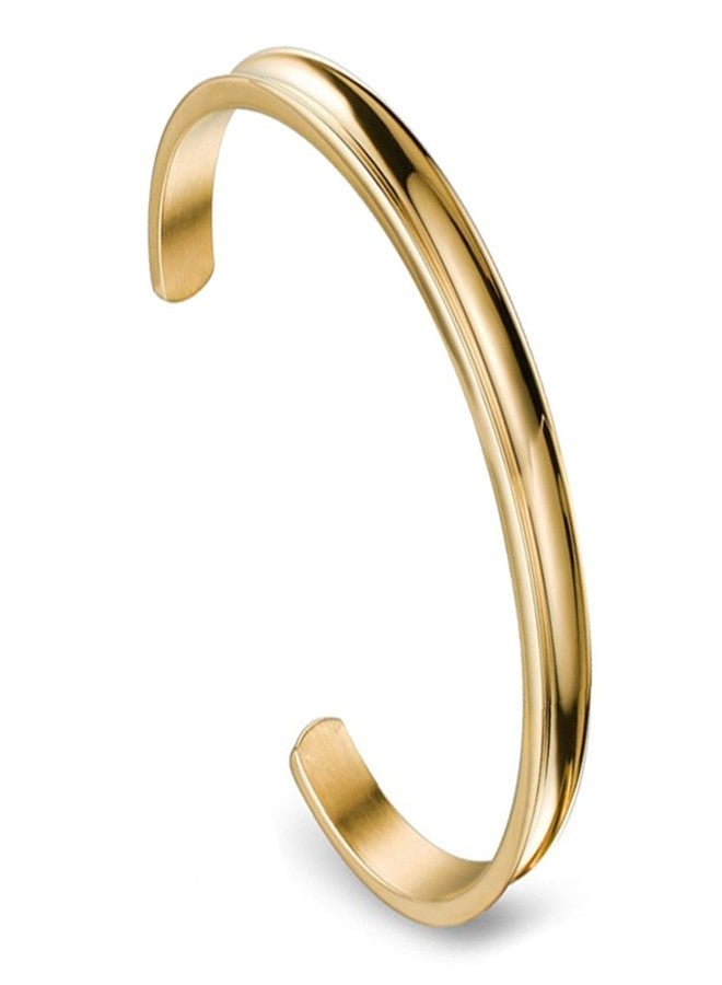 WUSUANED Hair Tie Bracelet Stainless Steel Grooved Cuff Bangle Gift for her (Gold) - Image 1
