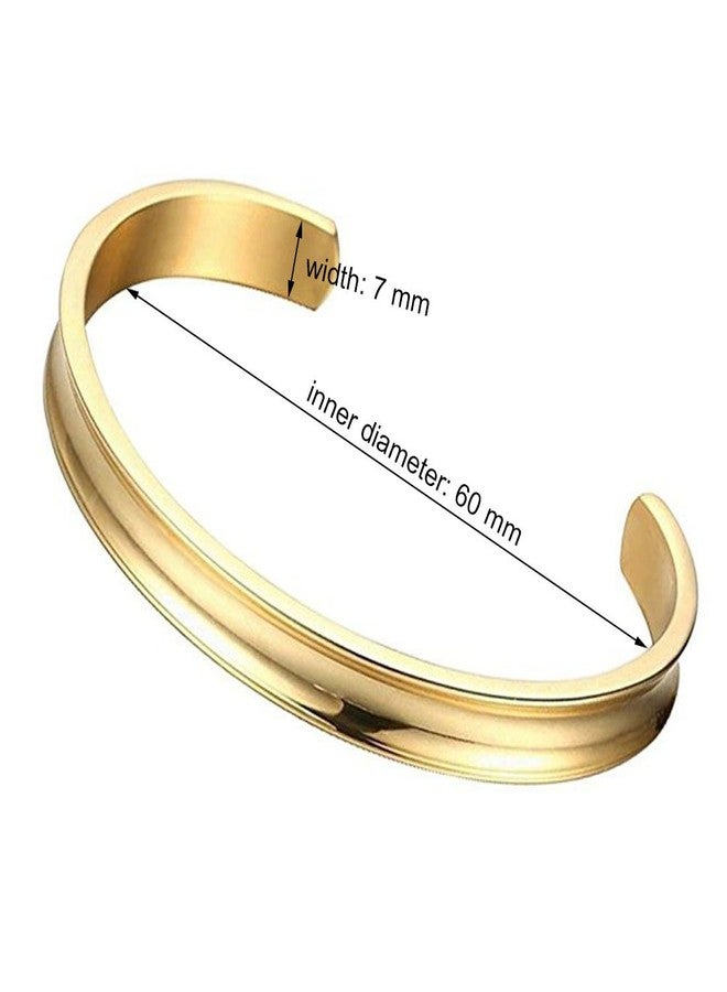 WUSUANED Hair Tie Bracelet Stainless Steel Grooved Cuff Bangle Gift for her (Gold) - Image 2