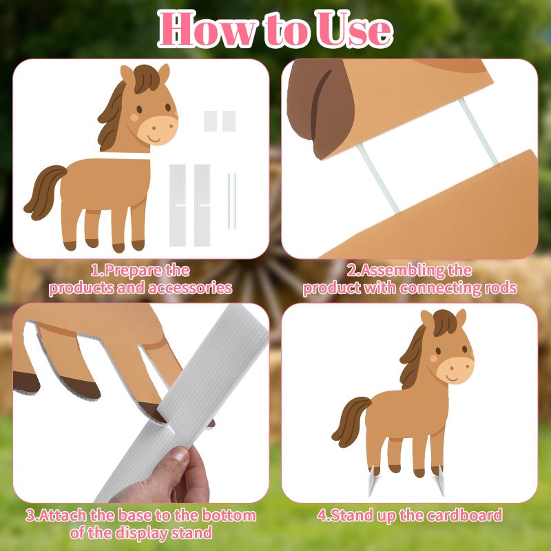 APUDWN Farm Animals Party Decorations, 4 Pack 23" x 15" Large Farm Animals Cardboard Cutouts Stand Up, Farmhouse Theme Photo Booth Props for Birthday Party Baby Shower Classroom Decoration - Image 3