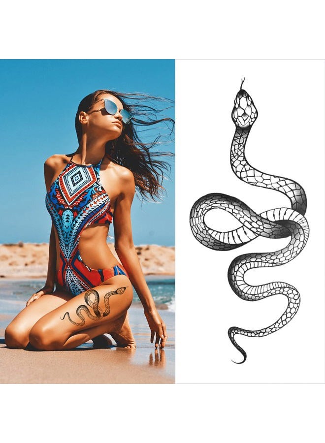 Yeahgoshopping Fashion Realistic Big Size Black Snake Temporary Tattoo Stickers for Women Men Waterproof Fake Tattoo Waist Body Forearm Arm - Image 4