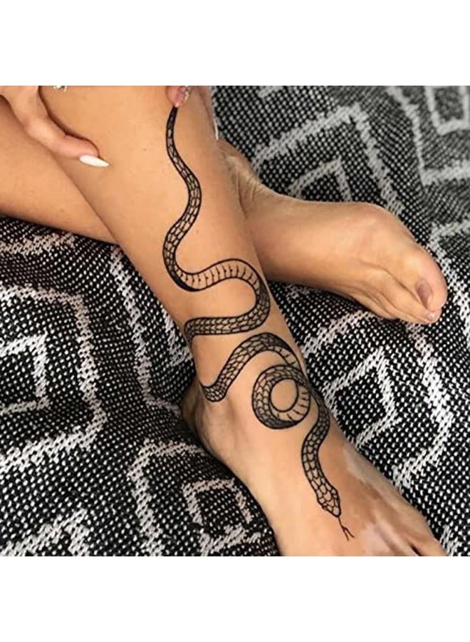 Yeahgoshopping Fashion Realistic Big Size Black Snake Temporary Tattoo Stickers for Women Men Waterproof Fake Tattoo Waist Body Forearm Arm - Image 2