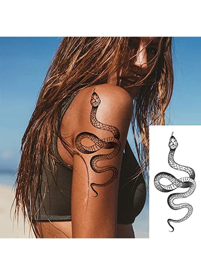 Yeahgoshopping Fashion Realistic Big Size Black Snake Temporary Tattoo Stickers for Women Men Waterproof Fake Tattoo Waist Body Forearm Arm - Image 5