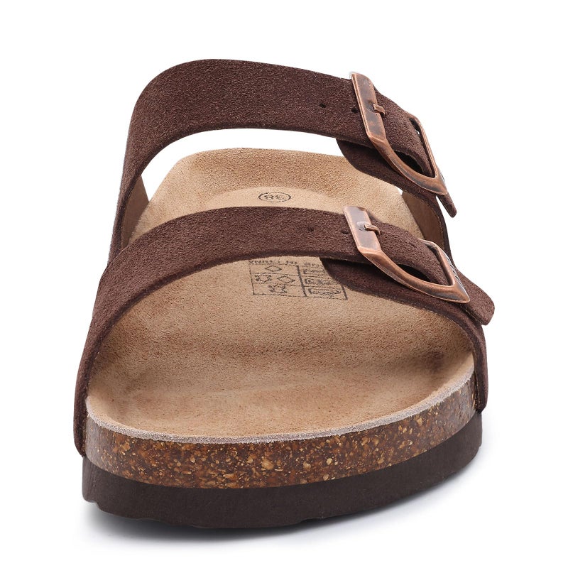 ODOLY Unisex Cork Footbed Slide Sandal, Arch Support Summer Outdoor Sandals with Adjustable Buckle for Women and Men, Brown Suede 39 (8-8.5 Women/6.5-7 Men) - Image 4