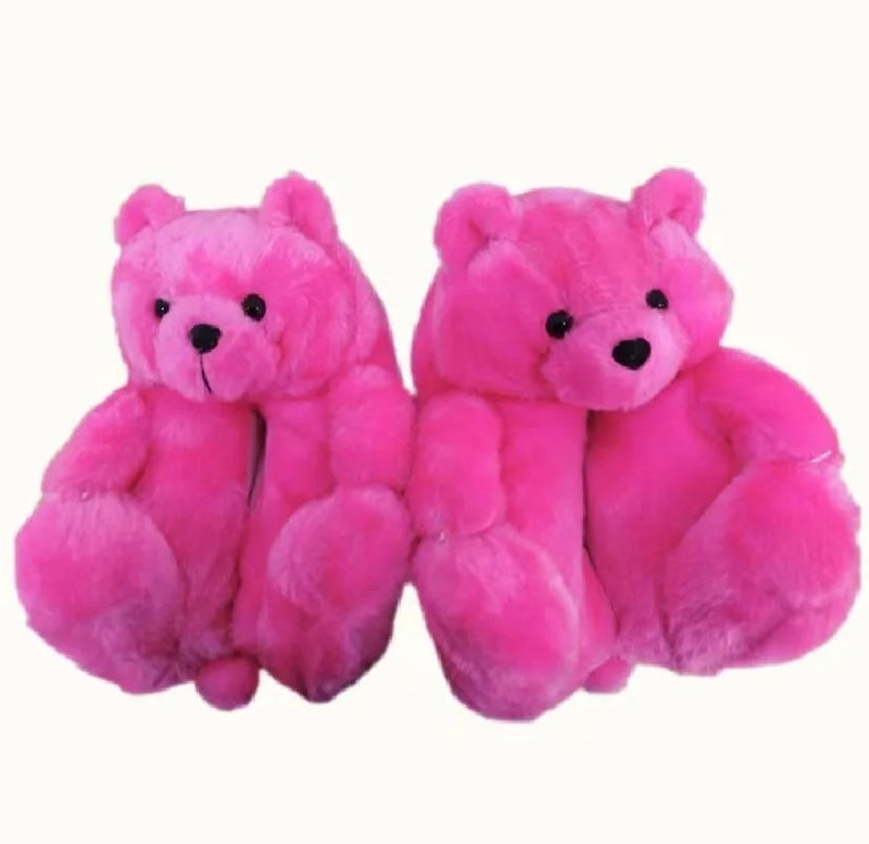 Y&D Fashion Fur Winter Adult Kids House Shoes Home Fuzzy Plush Teddy Bear Slippers for Women Girls - Image 1
