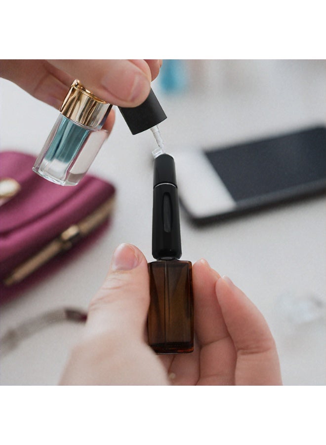 عبوة 5 زجاجات عطر قابلة لإعادة التعبئة – 10 مل بحجم السفر مع بخاخ للعطور والكولونيا ومنتجات التجميل – زجاجات عطر صغيرة محمولة للرجال والنساء – من أساسيات السفر للجيب أو الحقيبة - Image 2