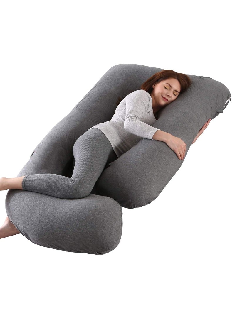 U Shaped Maternity Pillow Nursing Pillow Nap Pillow with Removable Cover for Back Hips Legs and Belly (Black) - Image 1