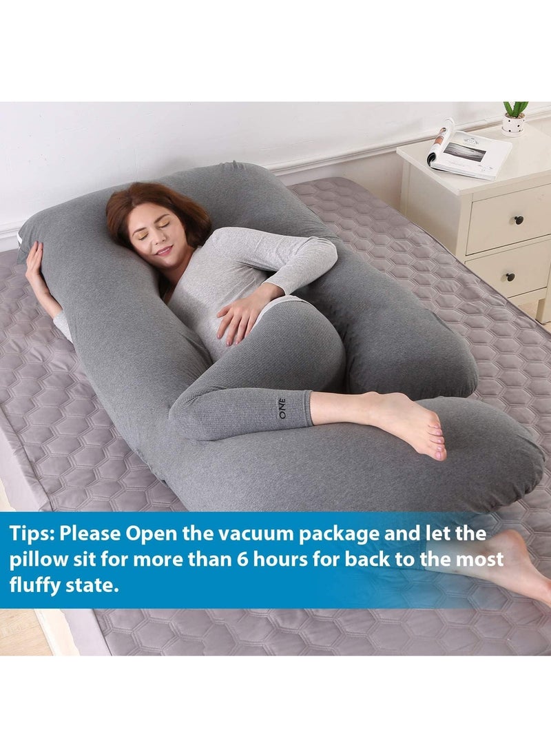 U Shaped Maternity Pillow Nursing Pillow Nap Pillow with Removable Cover for Back Hips Legs and Belly (Black) - Image 4
