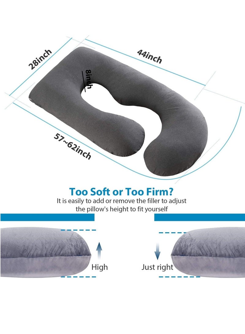 U Shaped Maternity Pillow Nursing Pillow Nap Pillow with Removable Cover for Back Hips Legs and Belly (Black) - Image 5