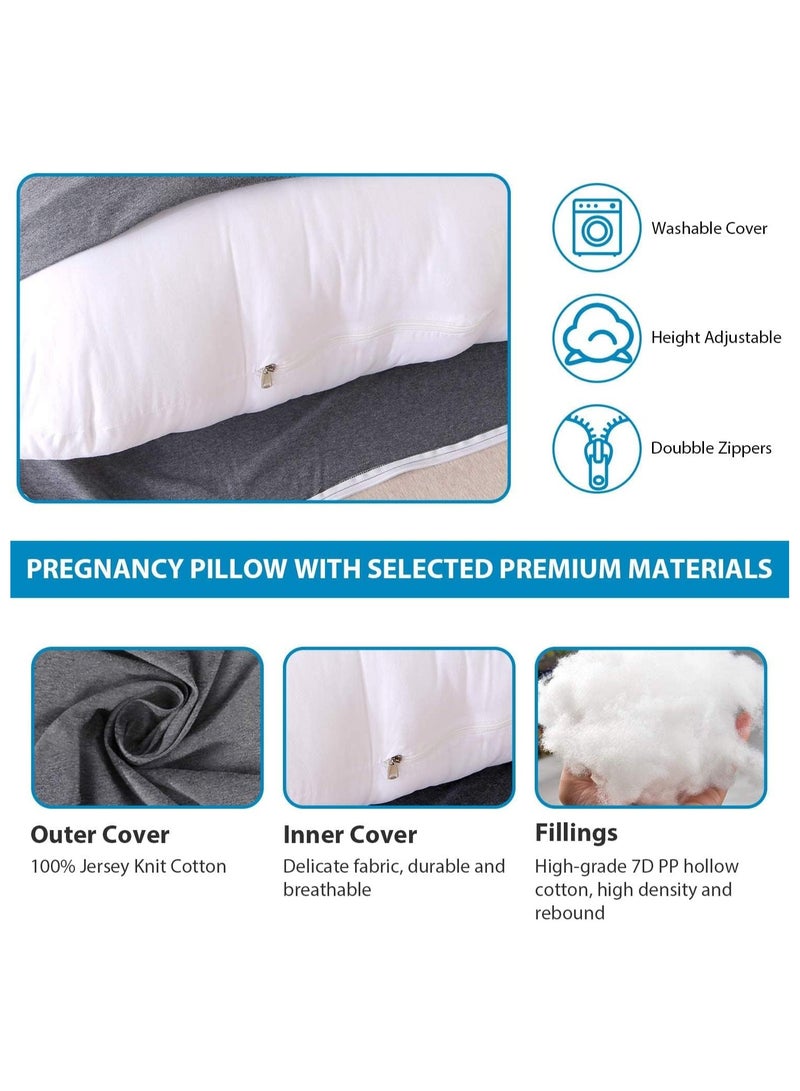 U Shaped Maternity Pillow Nursing Pillow Nap Pillow with Removable Cover for Back Hips Legs and Belly (Black) - Image 3
