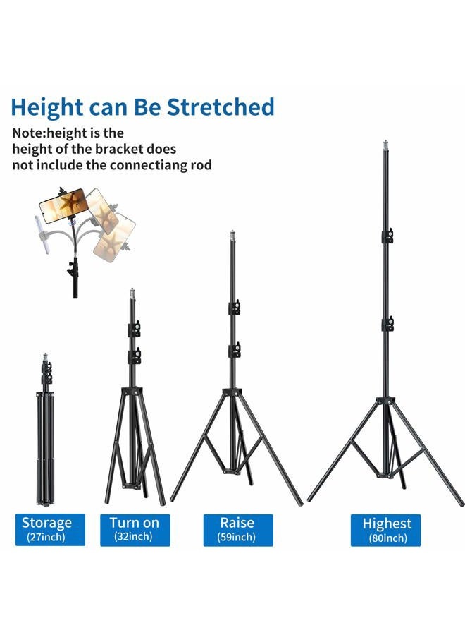 Pixel Cell Phone Tripod 27inch to 80inch Adjustable Phone Video Stand for iPhone & Camera Video Recording Vlogging/Streaming/Photography Rotatable Live Video Stand Compatible Mobile Phones - Image 2
