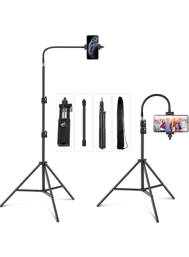 Pixel Cell Phone Tripod 27inch to 80inch Adjustable Phone Video Stand for iPhone & Camera Video Recording Vlogging/Streaming/Photography Rotatable Live Video Stand Compatible Mobile Phones - Image 1