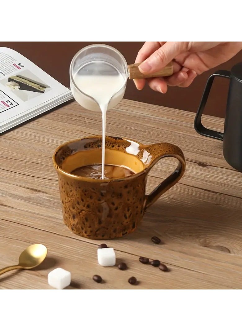 Qahwa Ceramic mug with saucer in gold/bronze with embossed pattern, perfect for everyday use.  - Image 1