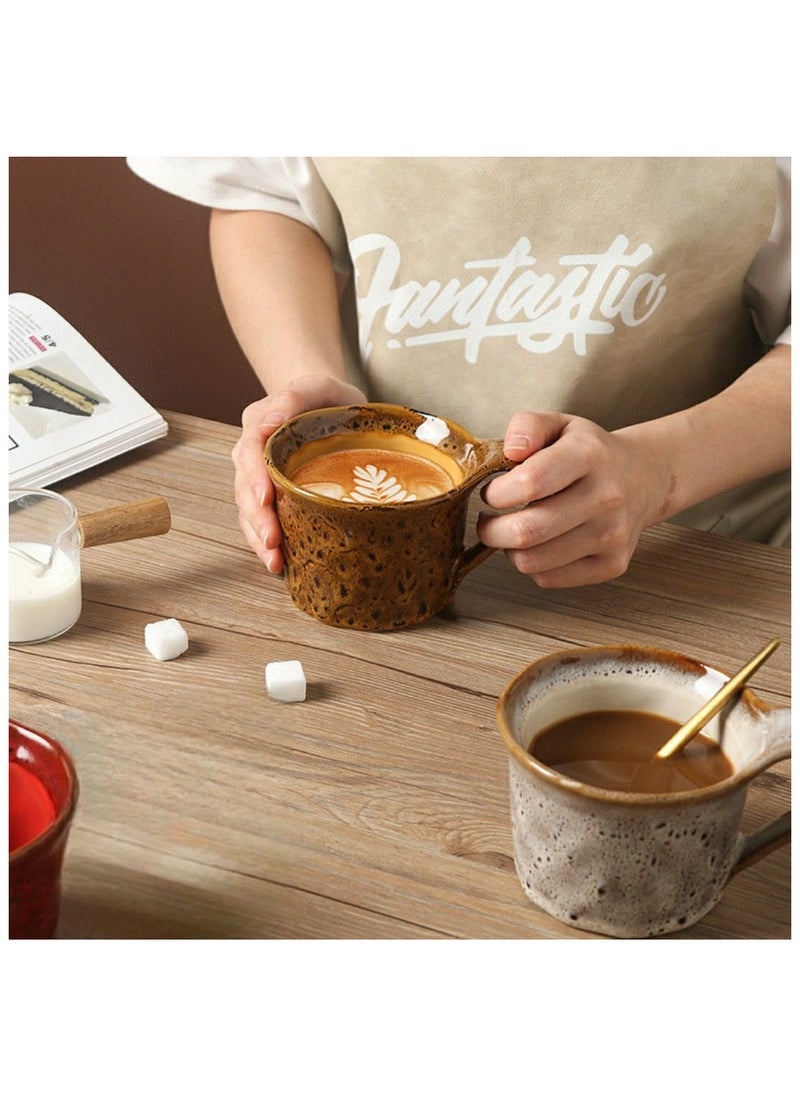 Qahwa Ceramic mug with saucer in gold/bronze with embossed pattern, perfect for everyday use.  - Image 3