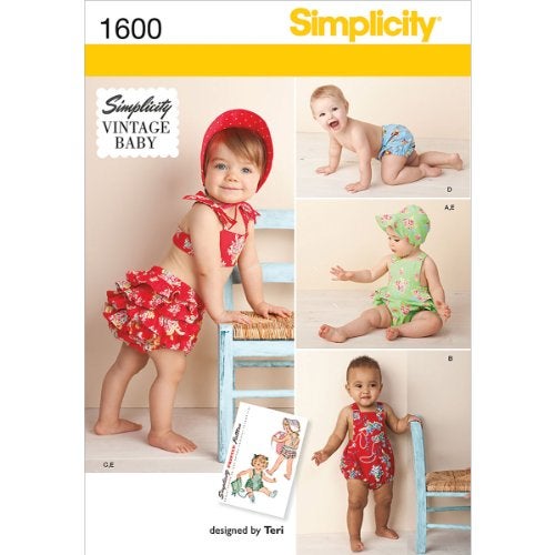 Simplicity Vintage Simplicity 1600 Vintage Baby Romper Sewing Patterns, Sizes XXS-L - Image 1