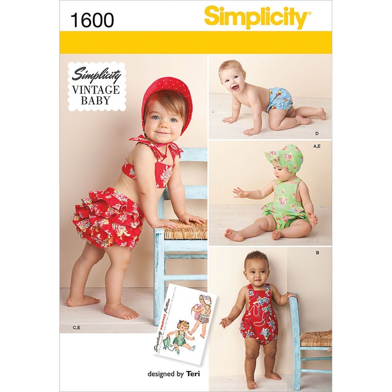 Simplicity Vintage Simplicity 1600 Vintage Baby Romper Sewing Patterns, Sizes XXS-L - Image 5