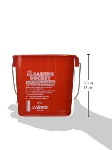 Winco PPL-3R Cleaning Bucket, 3-Quart, Red Sanitizing Solution - Image 3