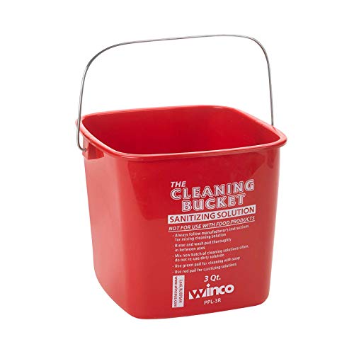 Winco PPL-3R Cleaning Bucket, 3-Quart, Red Sanitizing Solution - Image 2