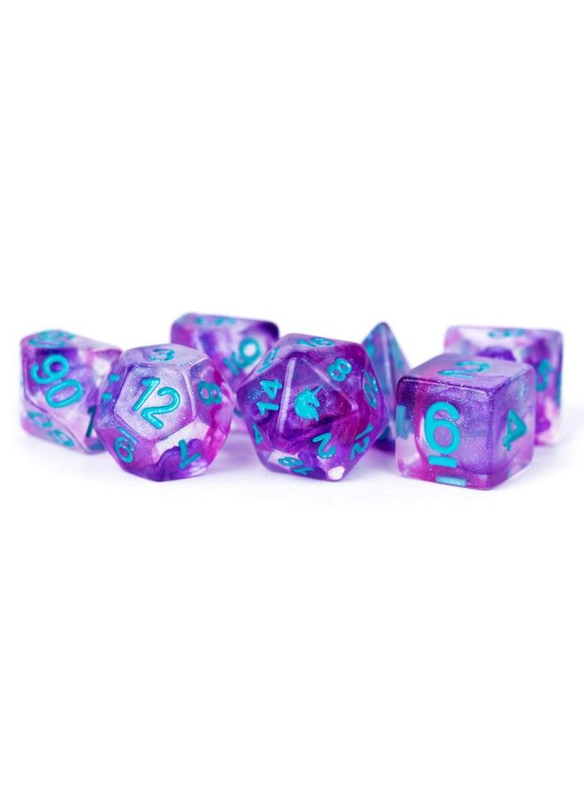 Metallic Dice Games نرد وحيد القرن: مجموعة نرد بولي بقطر 16 مم بتسريب بنفسجي - Image 1