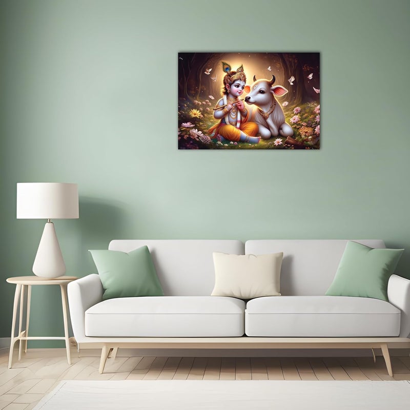 Anaadi Beautiful Shri Krishna Photo Poster Without Frame for Home Office Decoration 12x18 Inch Style 2 - Image 3
