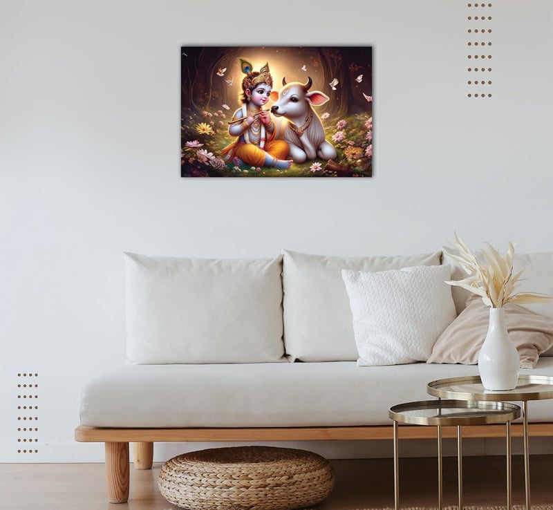 Anaadi Beautiful Shri Krishna Photo Poster Without Frame for Home Office Decoration 12x18 Inch Style 2 - Image 2
