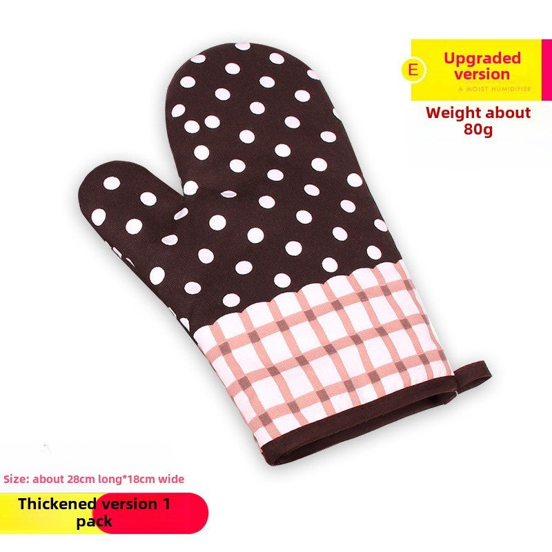 Thick Cotton Insulated Oven Gloves Coffee coffee polka dot Coffee coffee polka dot