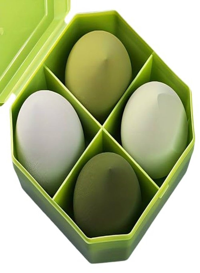El Regalo 4 Pcs Makeup Blender Sponge Set - Foundation Blending Beauty Sponges for Flawless Application of Liquid, Cream, and Powder Makeup - Multi-Colored Sponges (Green) - Image 1