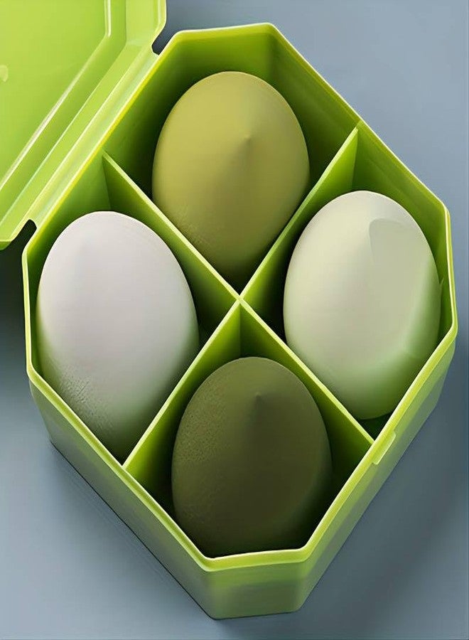 El Regalo 4 Pcs Makeup Blender Sponge Set - Foundation Blending Beauty Sponges for Flawless Application of Liquid, Cream, and Powder Makeup - Multi-Colored Sponges (Green) - Image 4